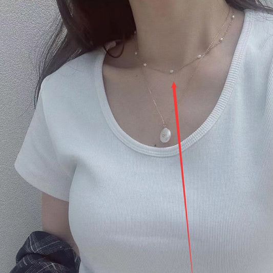 Freshwater Pearl Rice Beads Titanium Steel Electroplating Necklaces