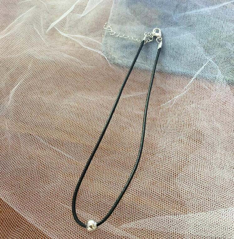 Black Simple Neck Band Beaded Choker Pendants