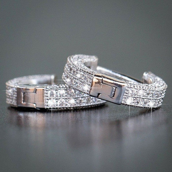 Women's & Men's Shiny Square Crystal Zircon Hoop Suitable For Party Earrings
