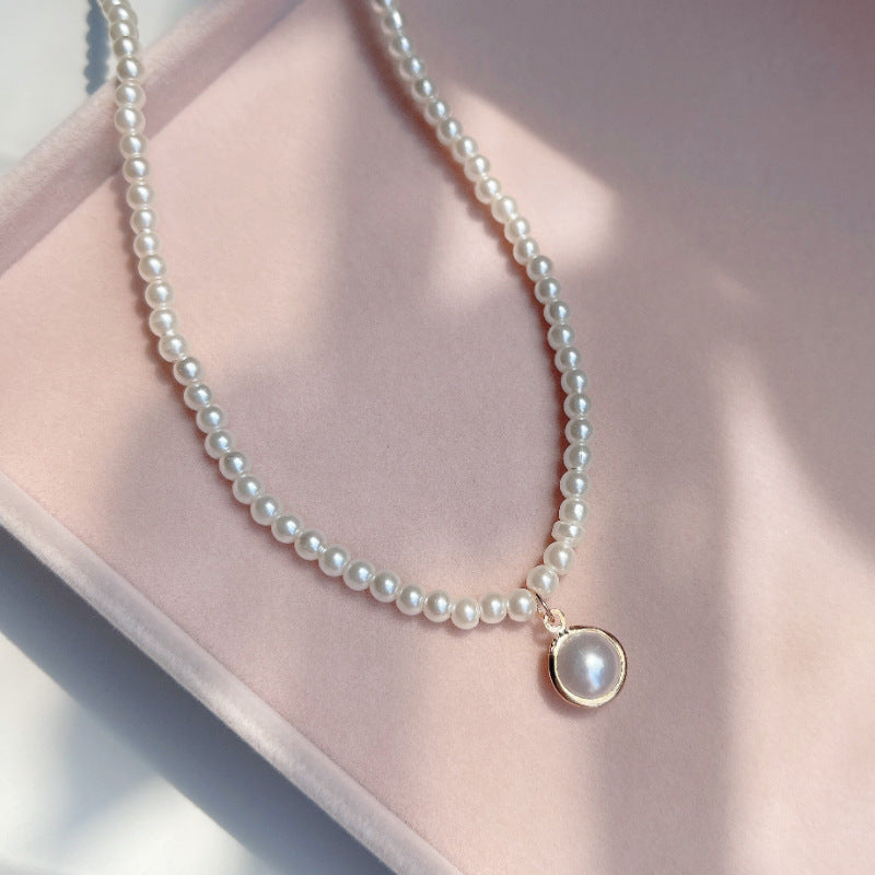 Pearl Small Beads Female Heart Clavicle Necklaces