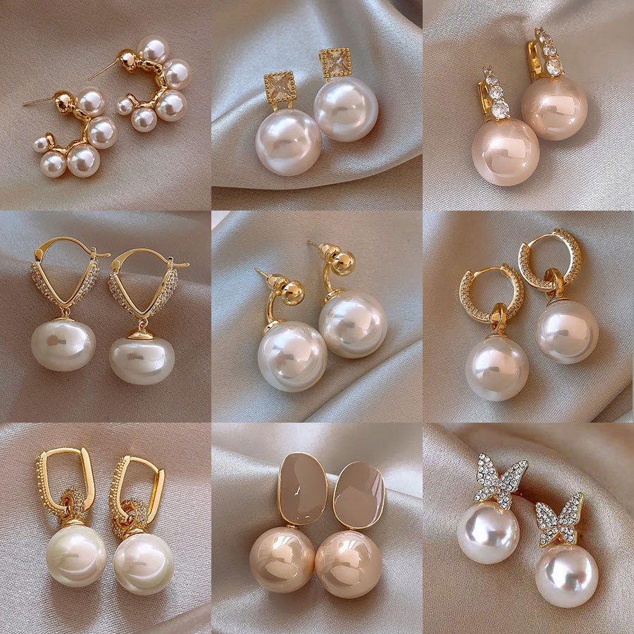 Fashion High-grade Zircon Pearl Niche Retro Earrings