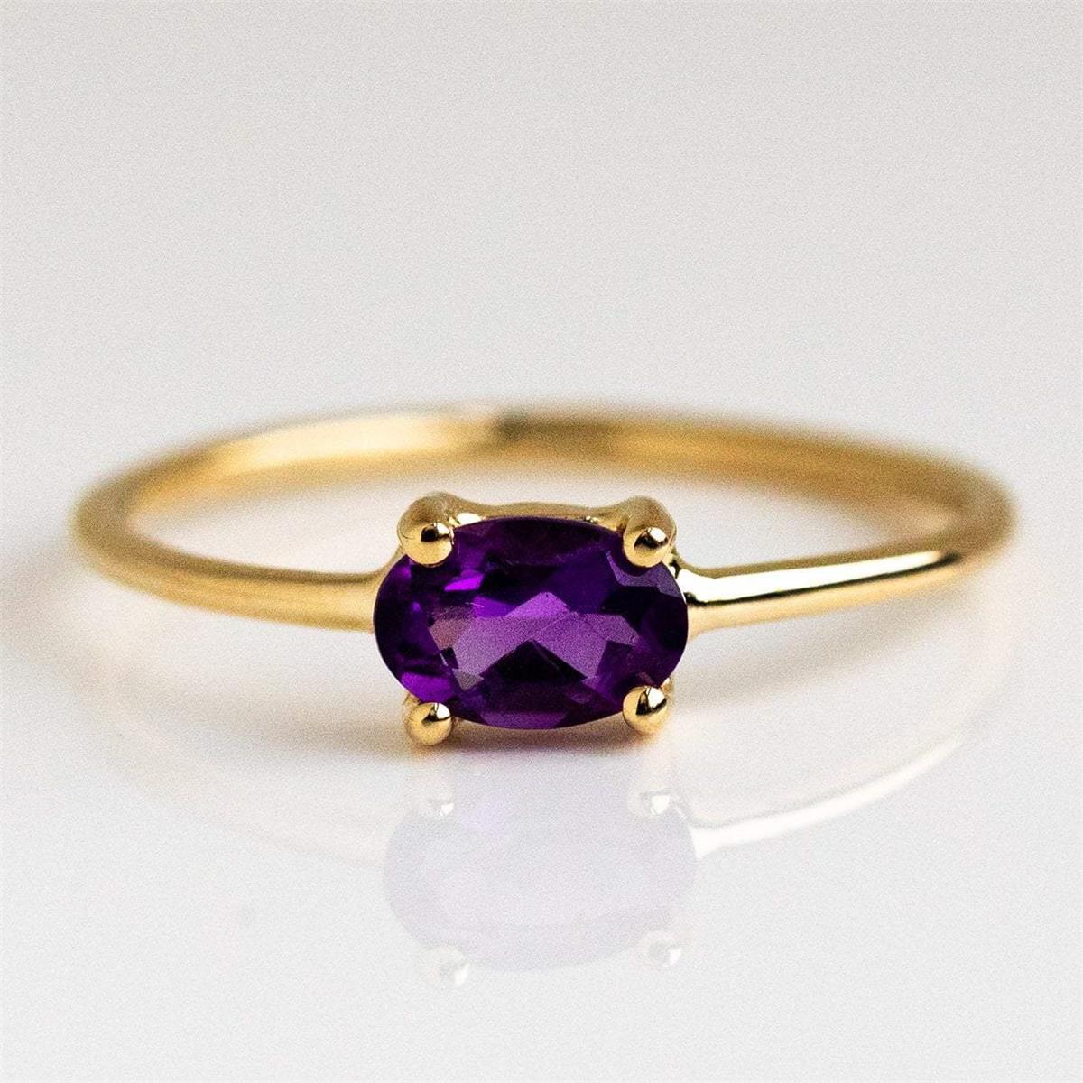 Zircon Brass Gold-plated Retaining Egg-shaped Gem Rings