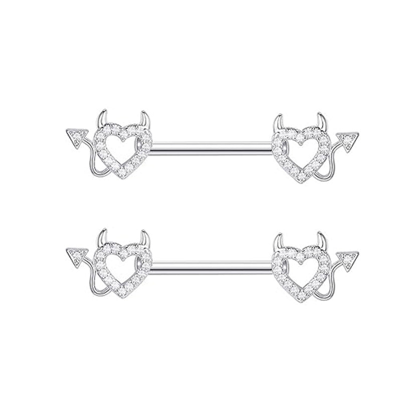 Series Nipple Heart-shaped Chest Stainless Steel Rings