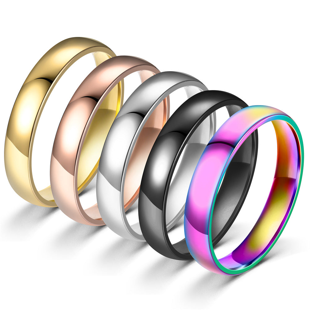 Men's Outside Ball Arc Glossy Titanium Steel Rings