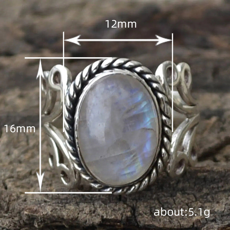 Women's & Men's Shi Retro Fashion Imitation Moonstone Ring