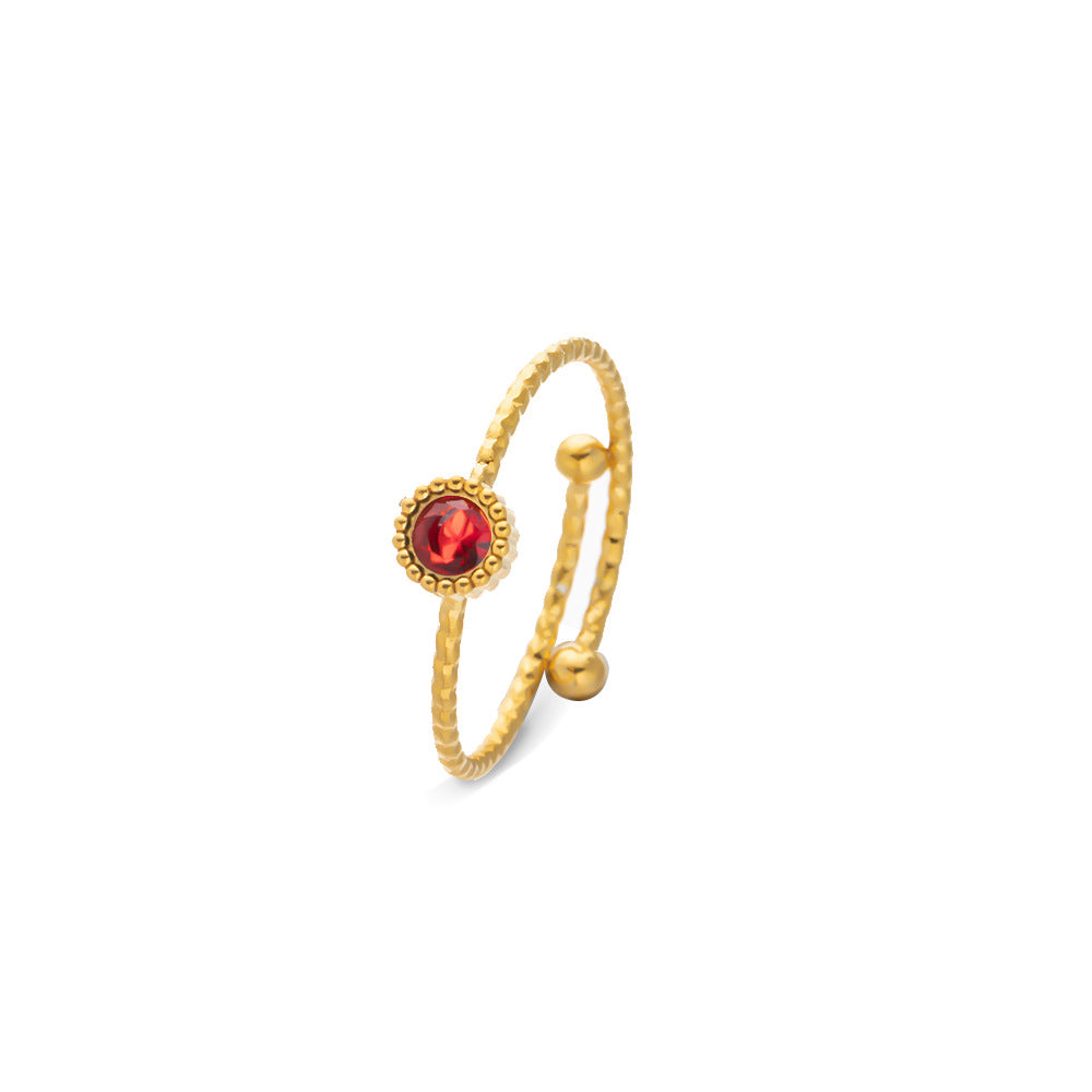 Women's Stainless Steel Zircon Niche High Sense December Birthday Stone Ring