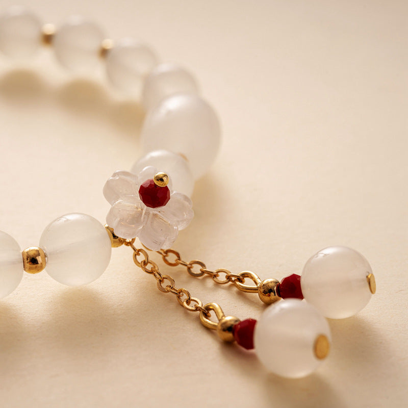 Female Natural White Yu Light Luxury Minority Gift Colored Glaze Bracelet