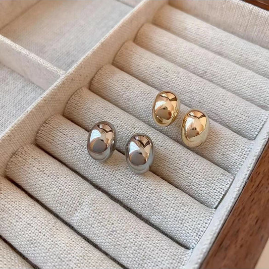 Women's Glossy Golden Bean Metal Trendy High-grade Earrings