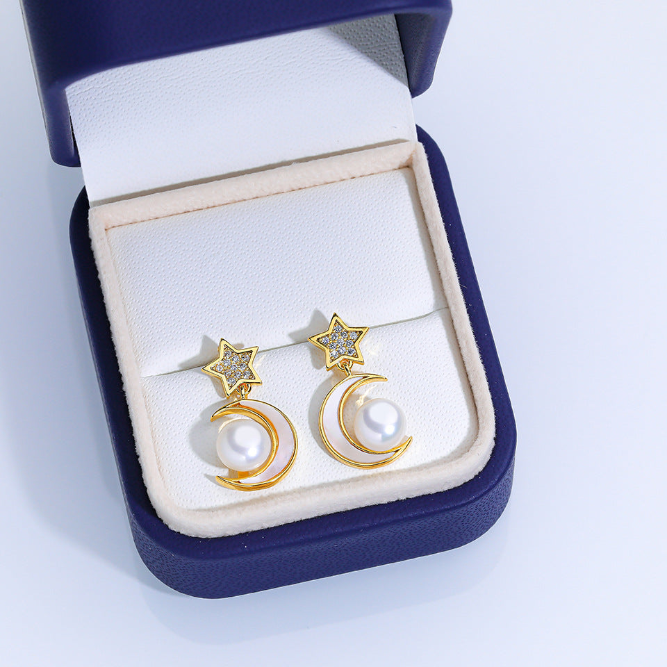 Freshwater Pearl Ear Sier Needle Light Luxury High-grade Fritillary Earrings