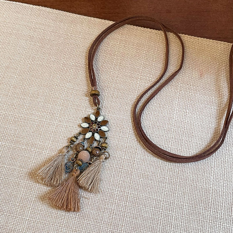 Bohemian Vacation Style Brown Tassel Female Necklaces