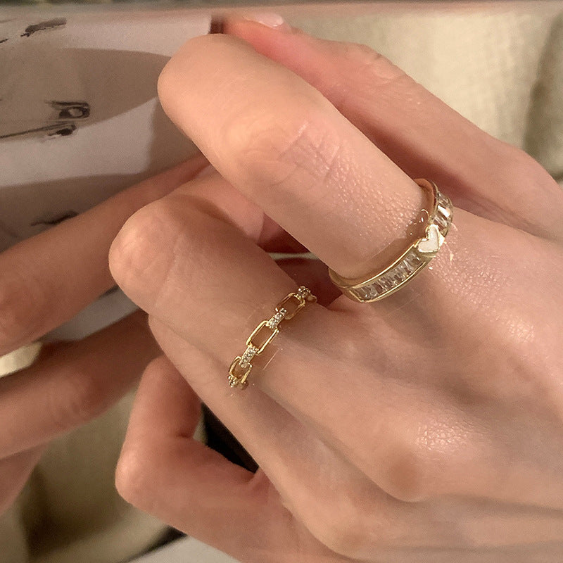 Loving Heart Zircon Trendy Temperament Index Finger Style Ring