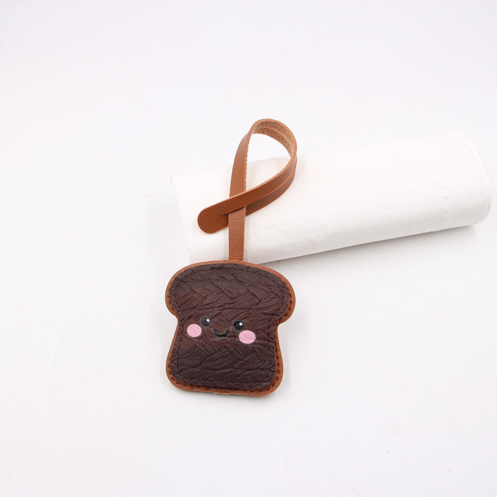 Personalized Toast Cute Expression Luggage Lanyard Leather Pendants