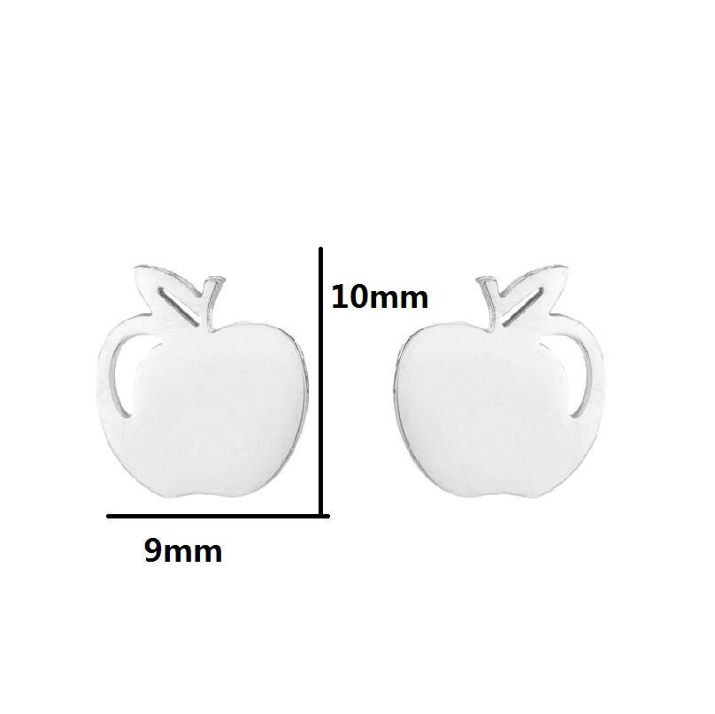 Summer Fruit Ear Fashion Stainless Steel Simple Cherry Apple Strawberry Stud Earrings