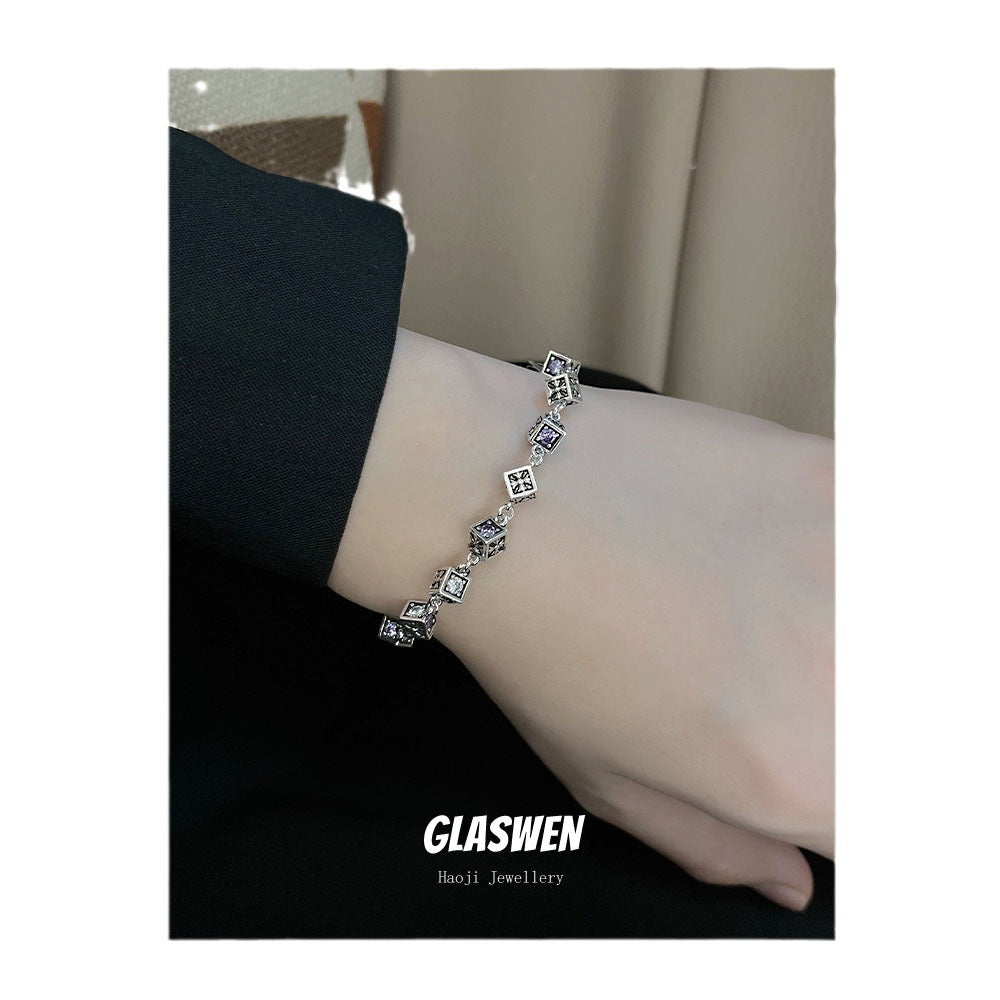 Live Broadcast Retro Color Zircon Dice Niche Bracelets