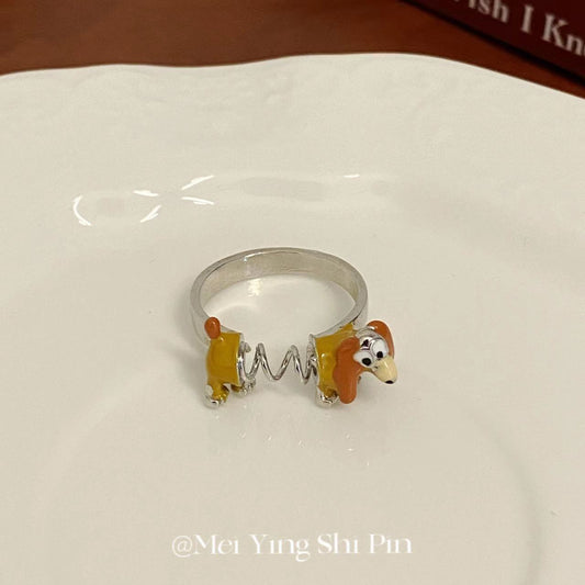 Cute Spring Puppy Funny Niche Design Fashion Open Index Finger Rings