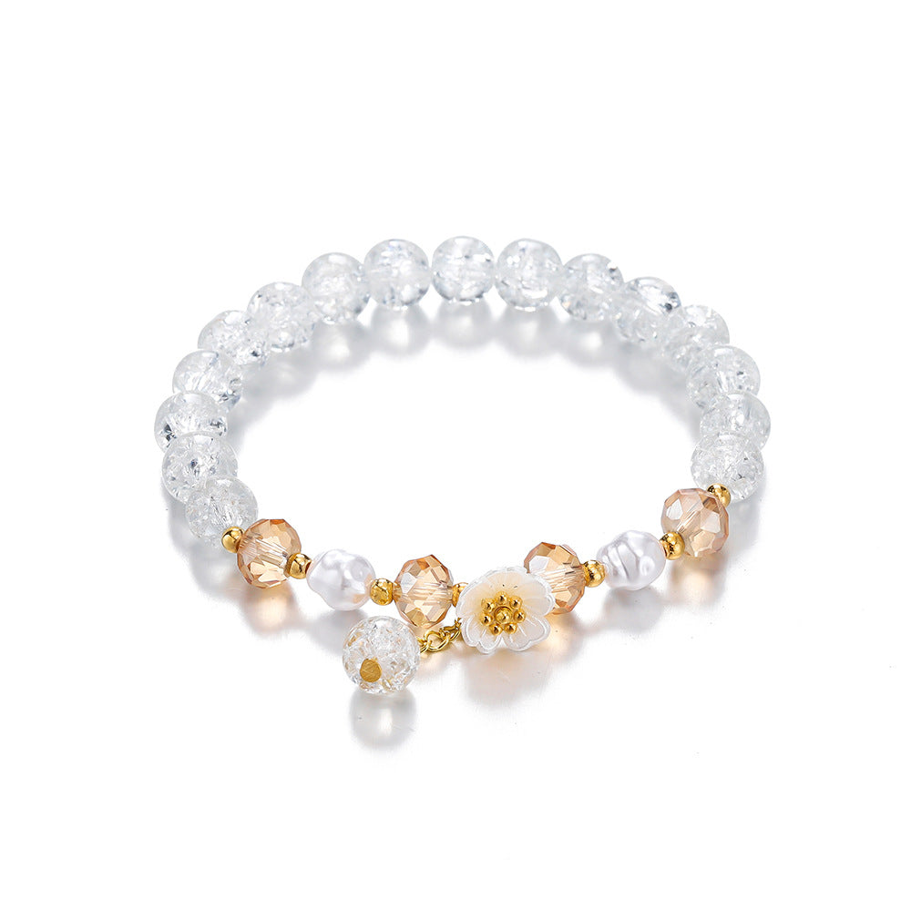 Children's Colored Glaze Glass Chipping Beads Camellia Beaded Bracelets