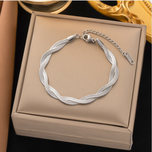 Titanium Steel Gold Vintage Love Double Bracelets