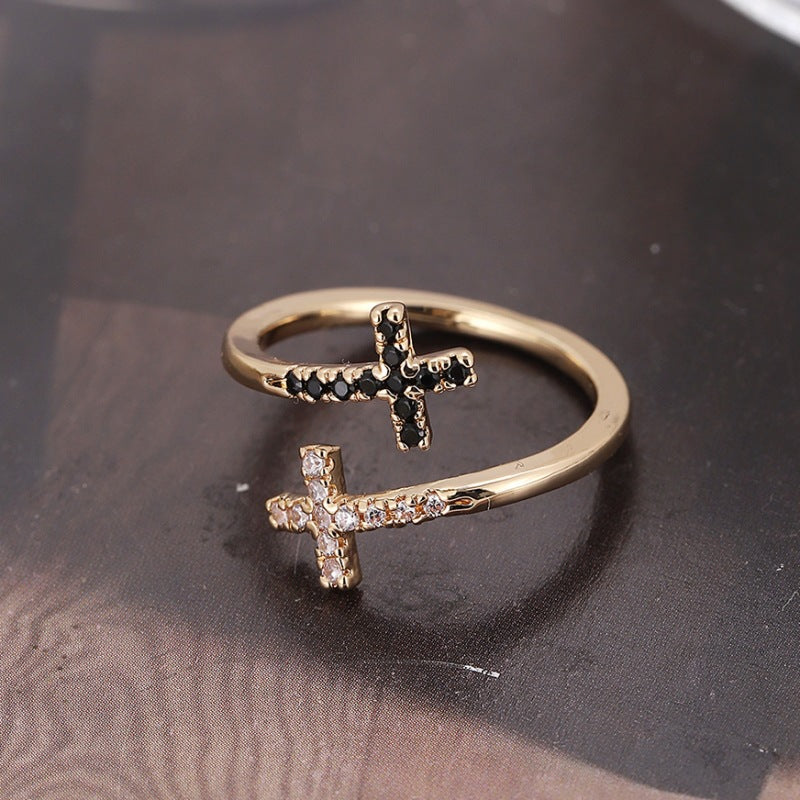 Women's Rhinestone Zircon Open Copper Niche Design Fashion Ring