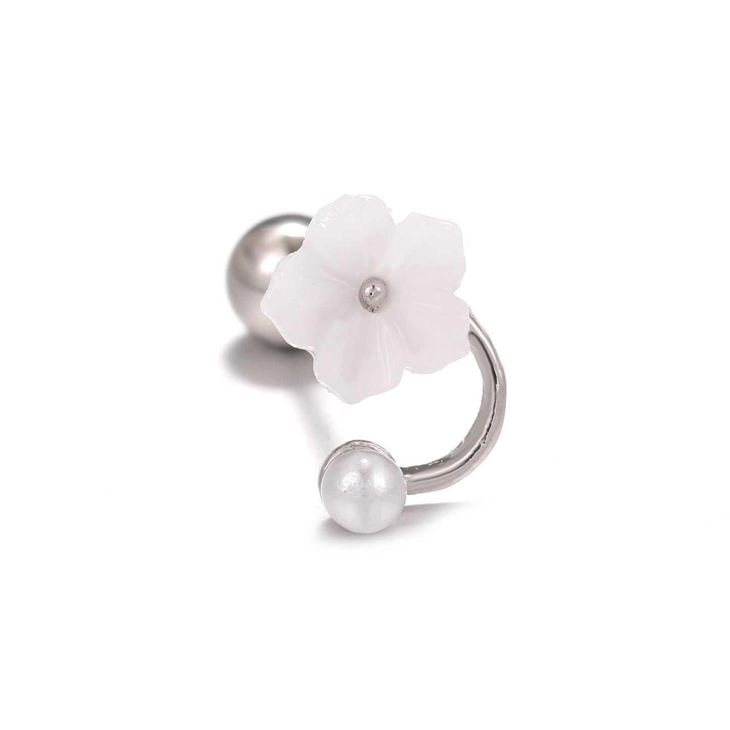 Mori Style Fresh Zircon Flower Ear Bone Stainless Steel Fine Stud Earrings