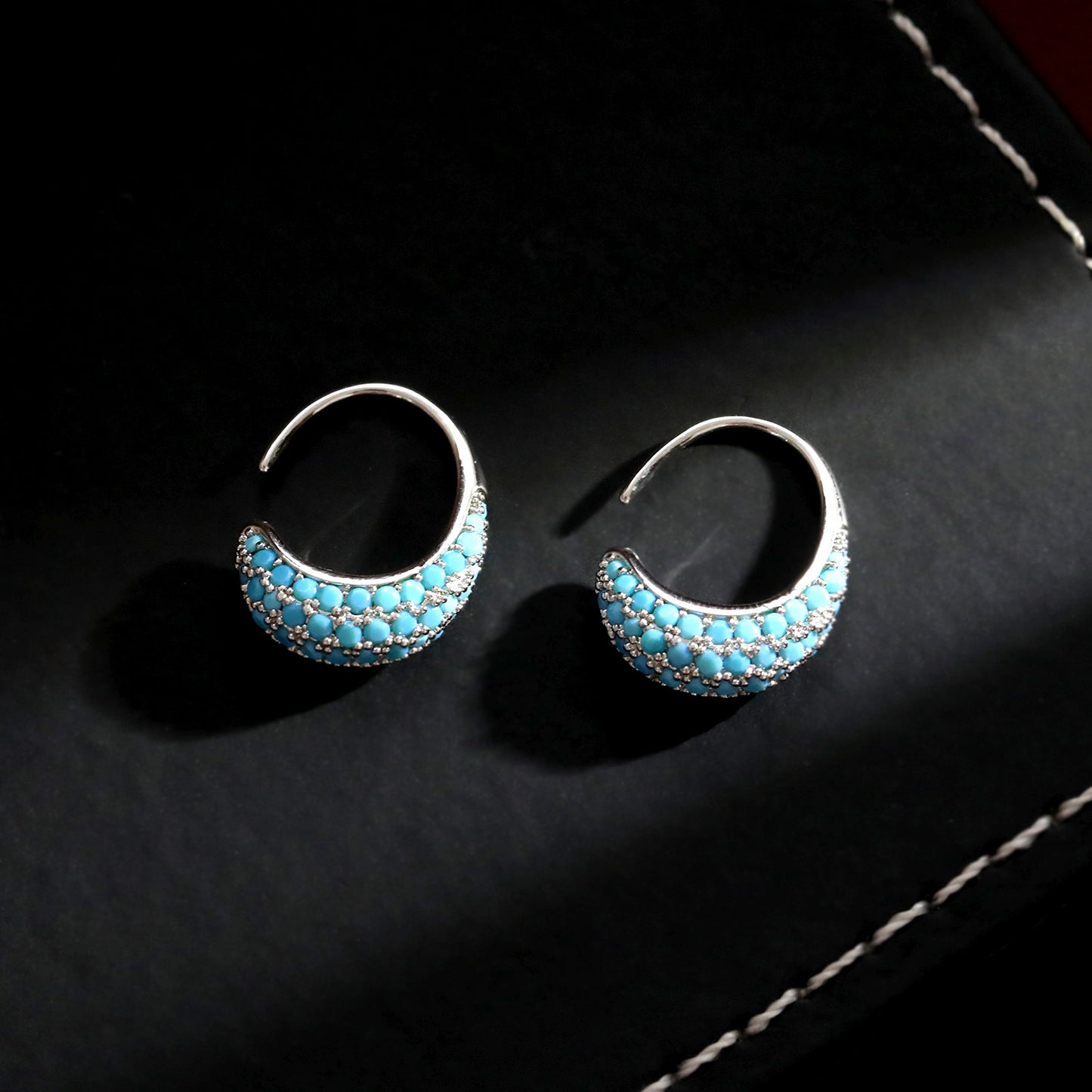 Women's Design Flower Basket Turquoise Advanced Full Diamond Ear Hook