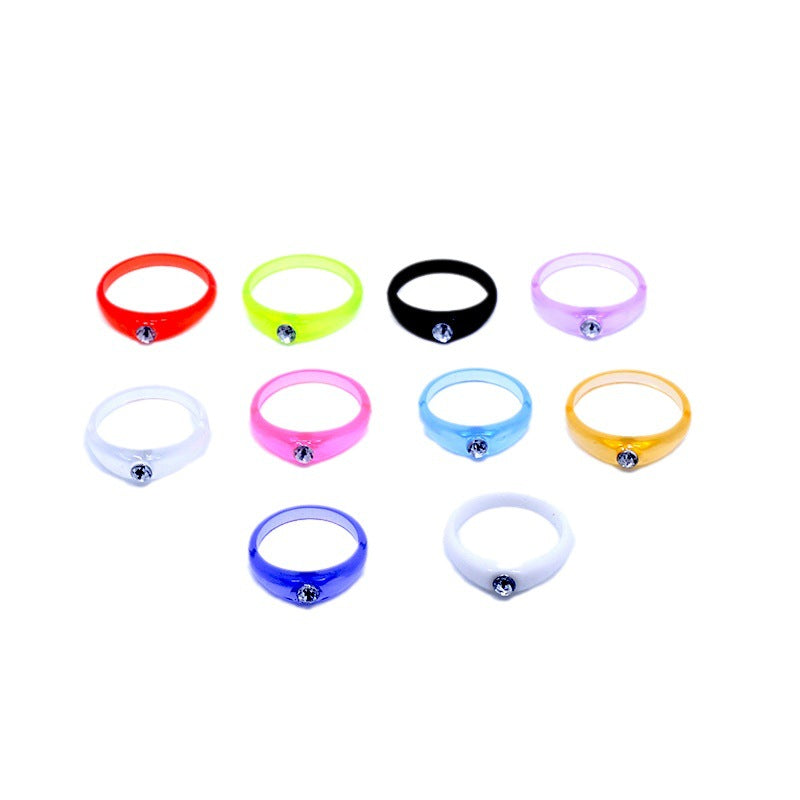 Candy Color Transparent Diamond Geometric Acrylic Simple Personality Rings