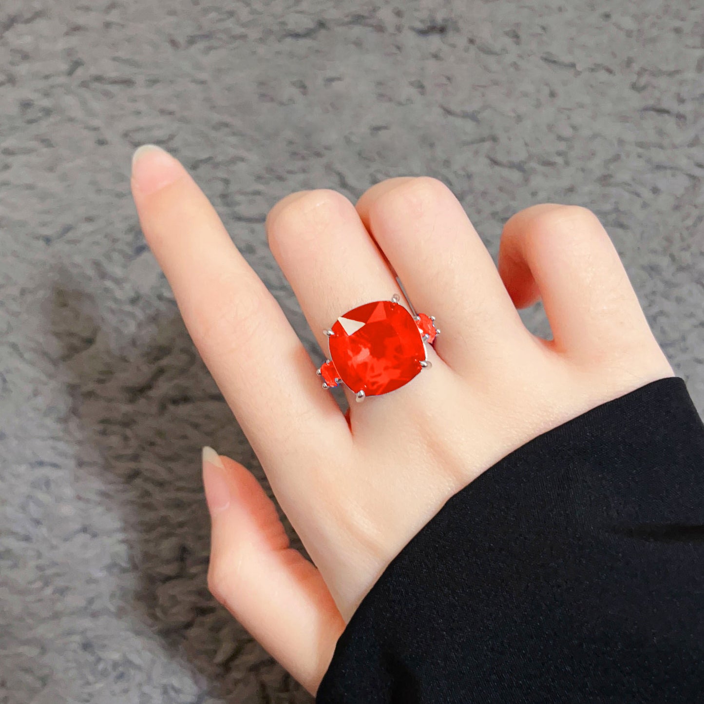Women's Live Streaming Imitation Paraiba Luxury Full Diamond Redstone Jewelry Set