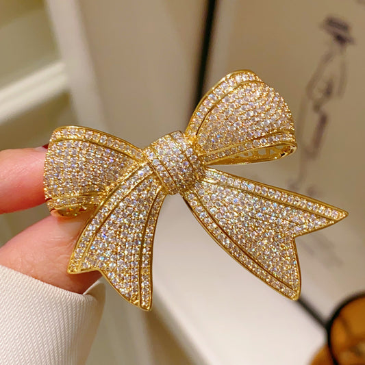 High-grade Full Diamond Bow Brooch Corsage Elegant Brooches