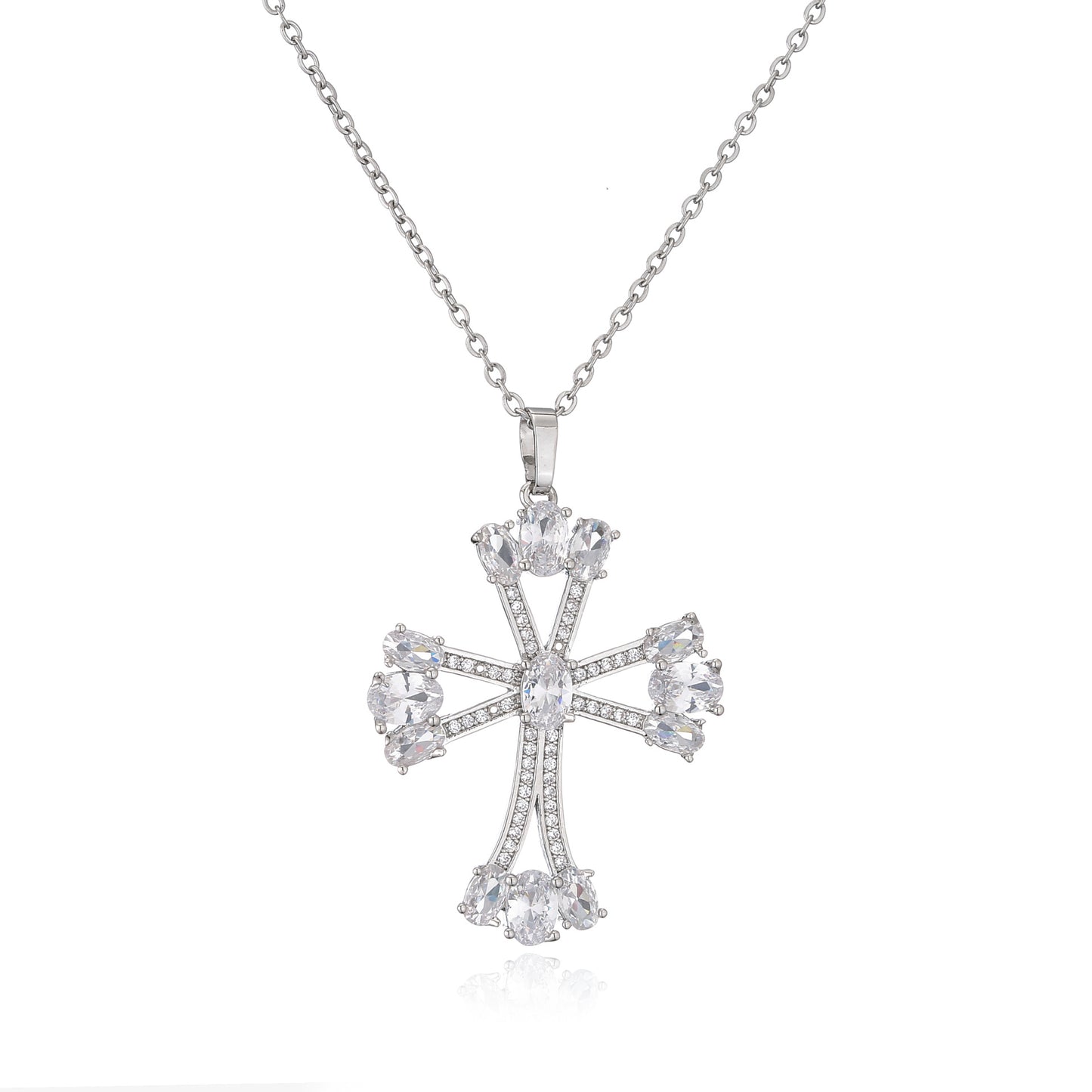 Ornament Micro Inlaid Zircon Cross Religious Necklaces