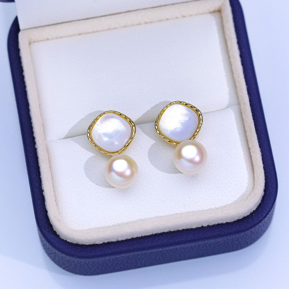 Freshwater Pearl Ear Sier Needle Light Luxury High-grade Fritillary Earrings