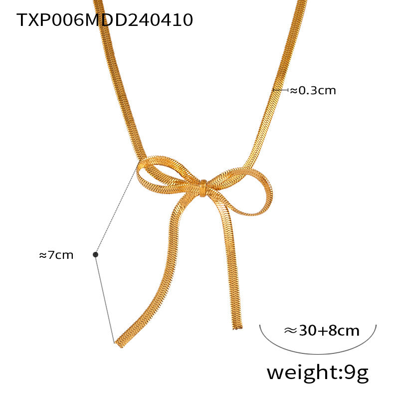 Korean Style Simple Sweet Personality Bow Geometric Chain Like Flat Pendants