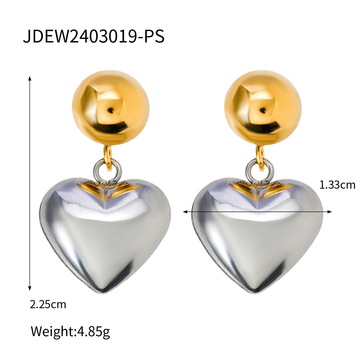 Women's Love Stainless Steel Gold Sier Two-tone Temperament Wild Earrings