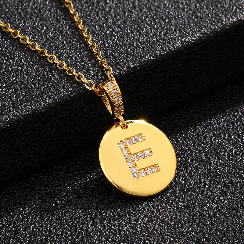 Women's Letter Fashionable English Copper Inlaid Zircon Small Necklaces