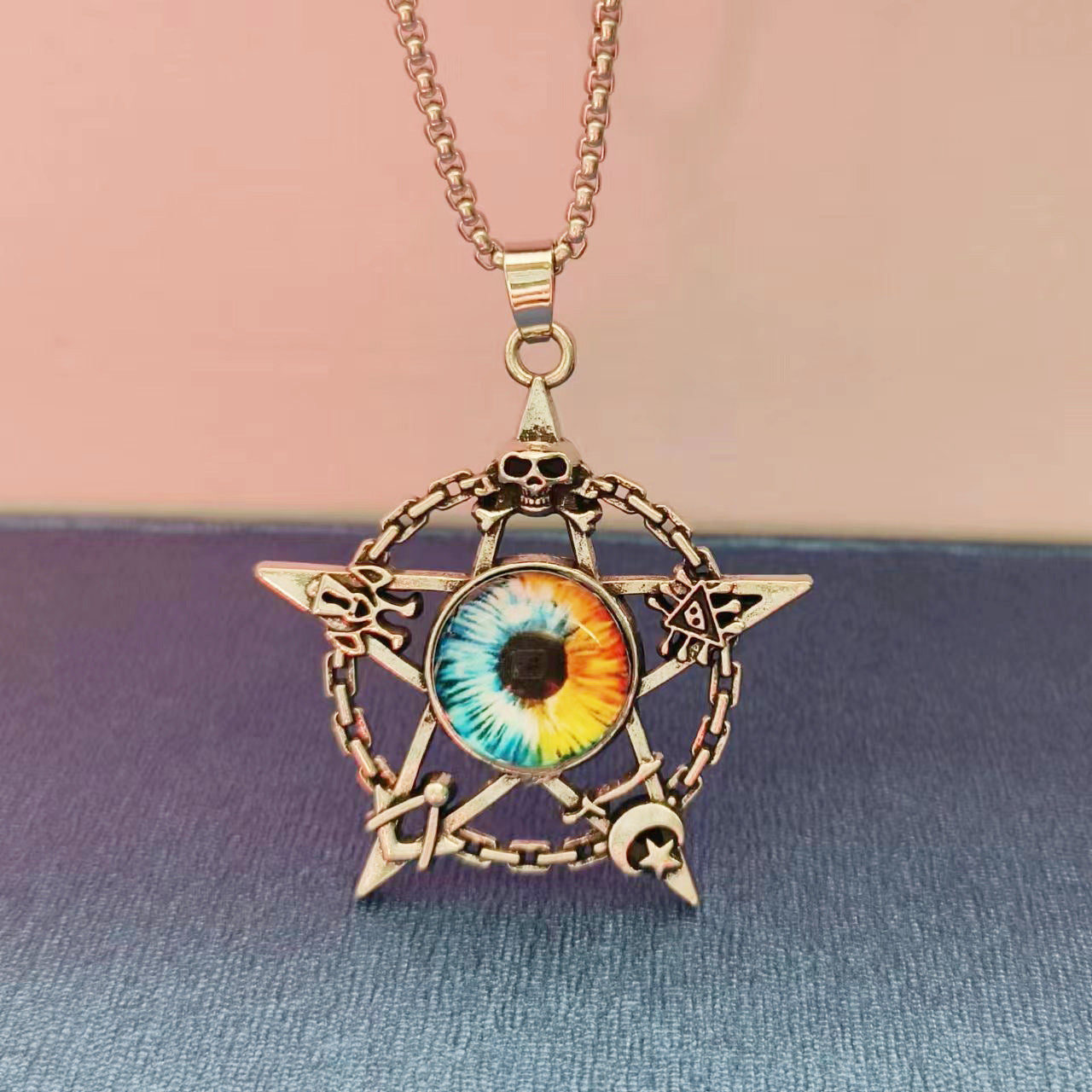 Eye Old Five-pointed Star Blue Eyes Punk Necklaces