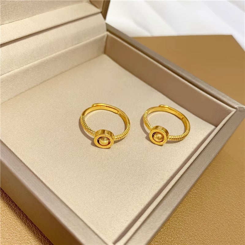Gold Electroplated Simple Vietnam Placer No Color Fading Open Index Rings