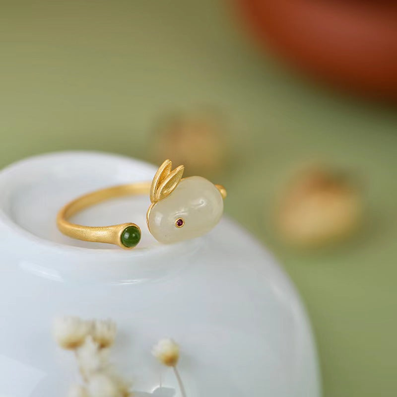 Gold Lucky Four-leaf Clover Opening Adjustable Rings