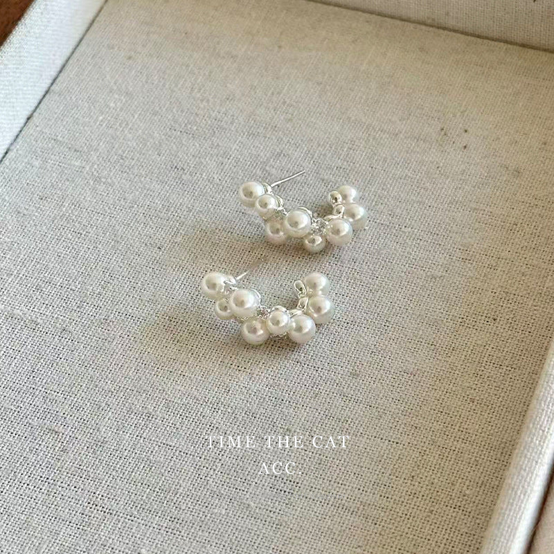 Needle Pearl Grape Zircon Design Female Simple Commute Rings
