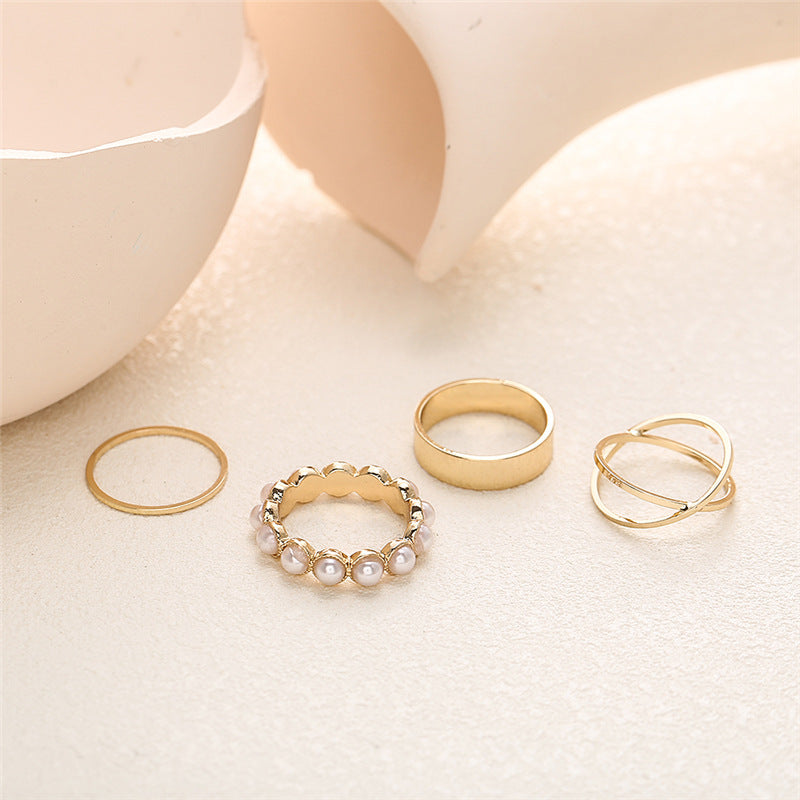 Creative Vintage Inlaid Pearl Knuckle Suit Rings