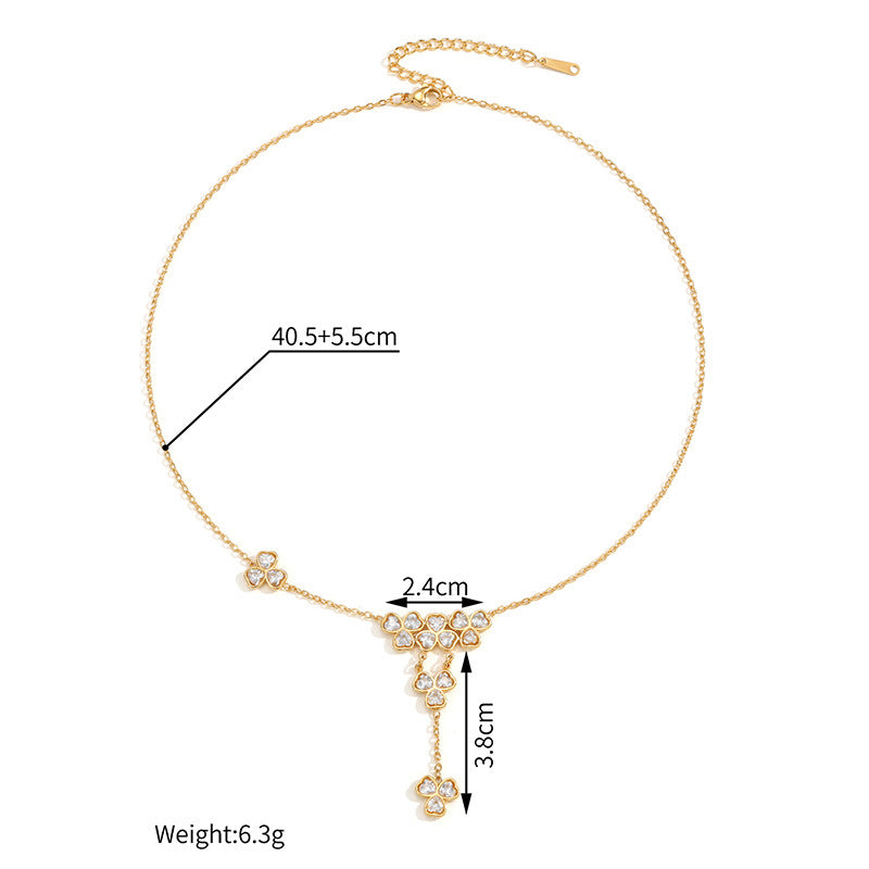 Round Female Special Interest Light Luxury Gold-plated Stainless Jewelry Set