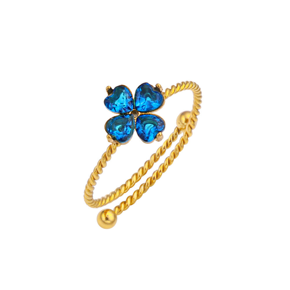Women's Stainless Steel Zircon Niche High Sense December Birthday Stone Ring