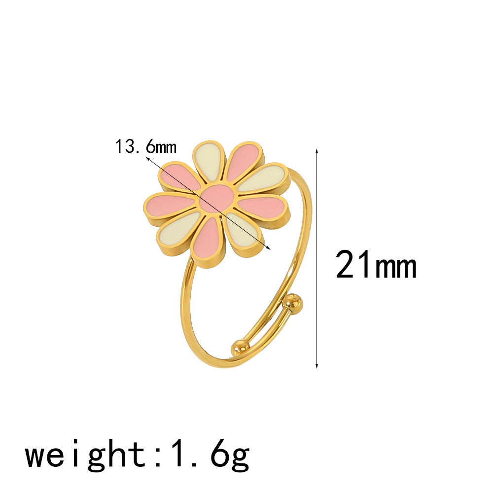 Oil Titanium Steel Female Niche High Sense Love Heart Rings