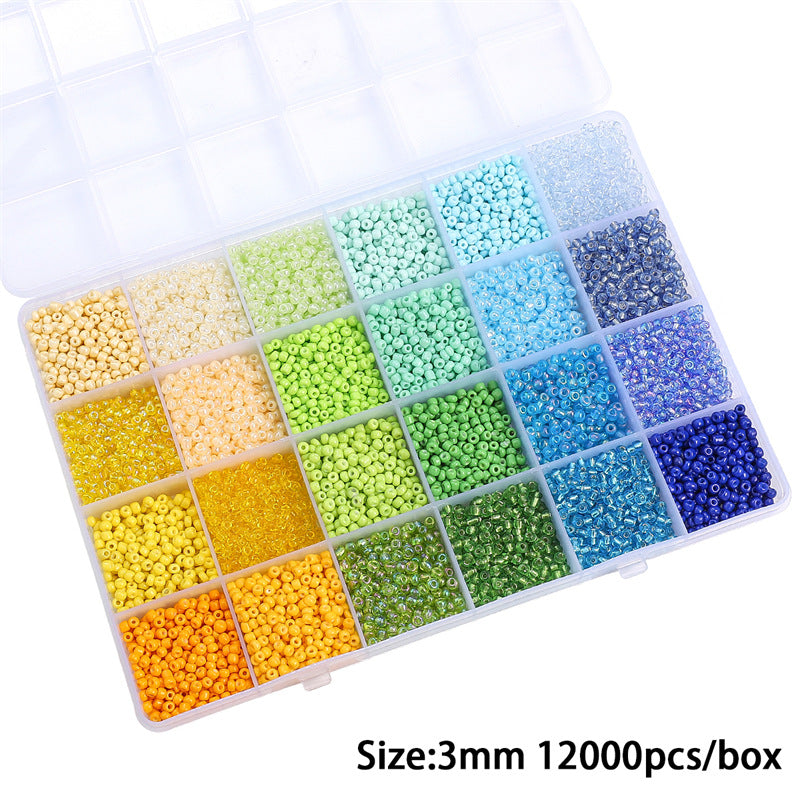Grid Glass Color Straight Hole Bead Box Jewelry Accessories