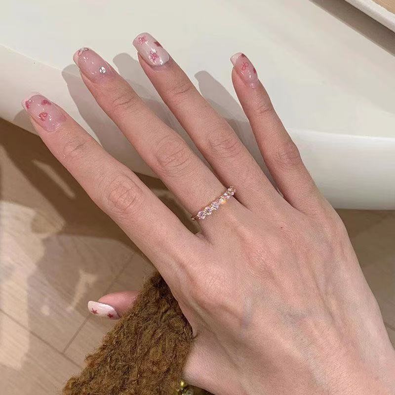 Pink Diamond Open Light Luxury High-grade Index Finger Ring