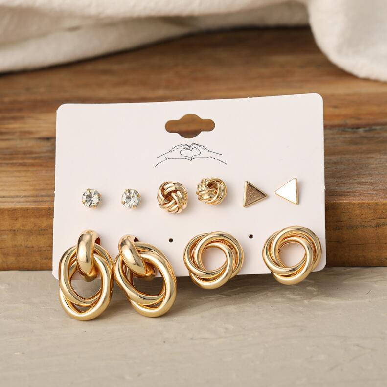 Creative Simple Acrylic Alloy Metal Pearl Stud Earrings