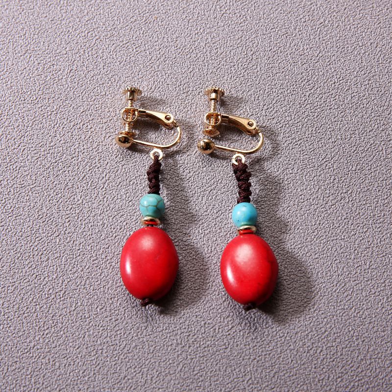 Ding Ear Imitation Turquoise Tibetan Ethnic Style Earrings