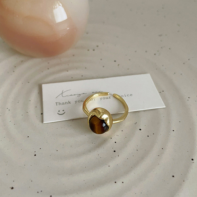 Women's Irregular Metal Tigereye Open For Niche Design Rings