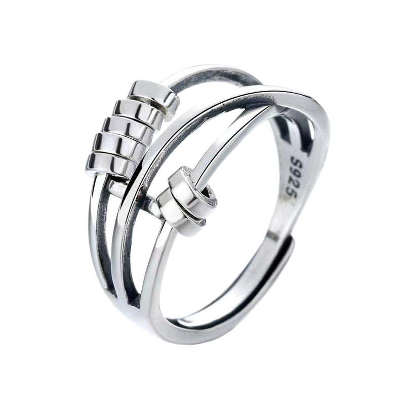 Women's Of People Three-ring Smart Lucky Beads Light Luxury Exquisite Ring