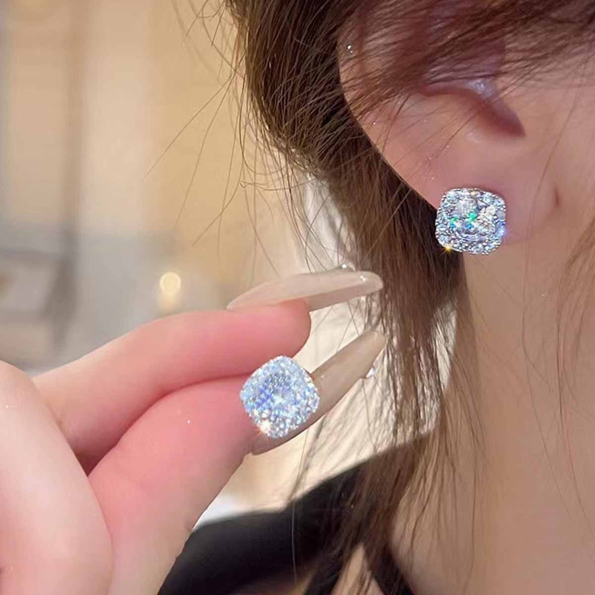 Diamond Square Light Luxury Temperament Small Sugar Cube High-grade Design Rings