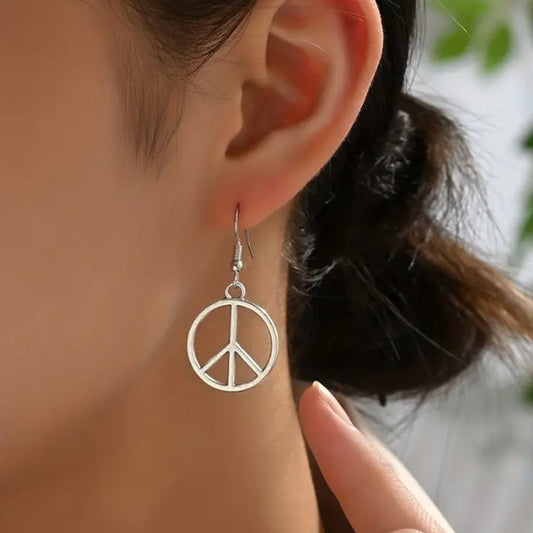 Peace Logo Bohemian Vintage Alloy Eardrop Earrings