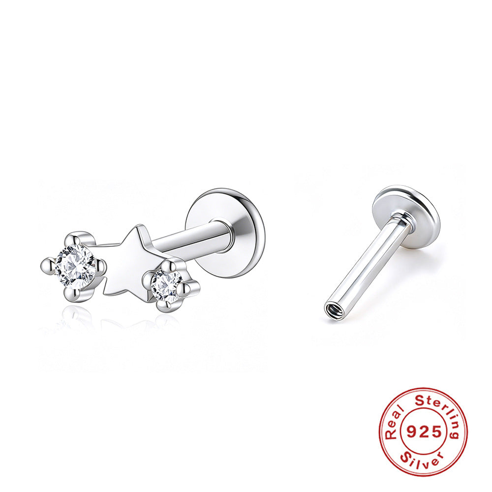 Sterling Sier Flat Spiral Piercing Ear Earrings