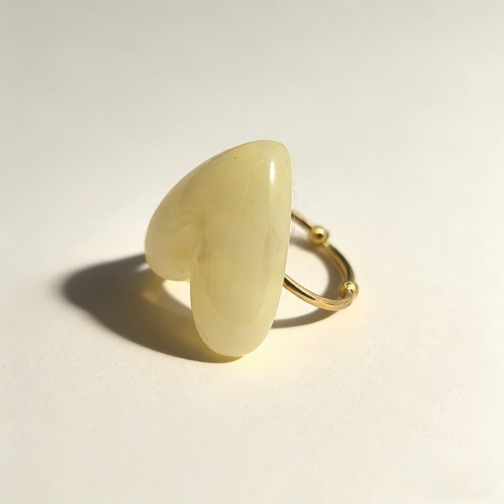 Resin Love Stainless Steel Open Personality Elegant Ring